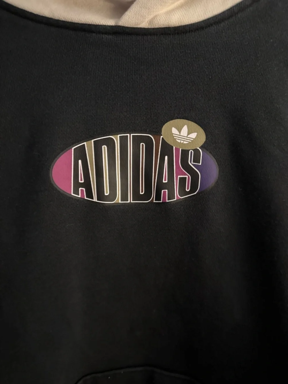 adidas Black Hoodie with Brown and Cream Sleeves